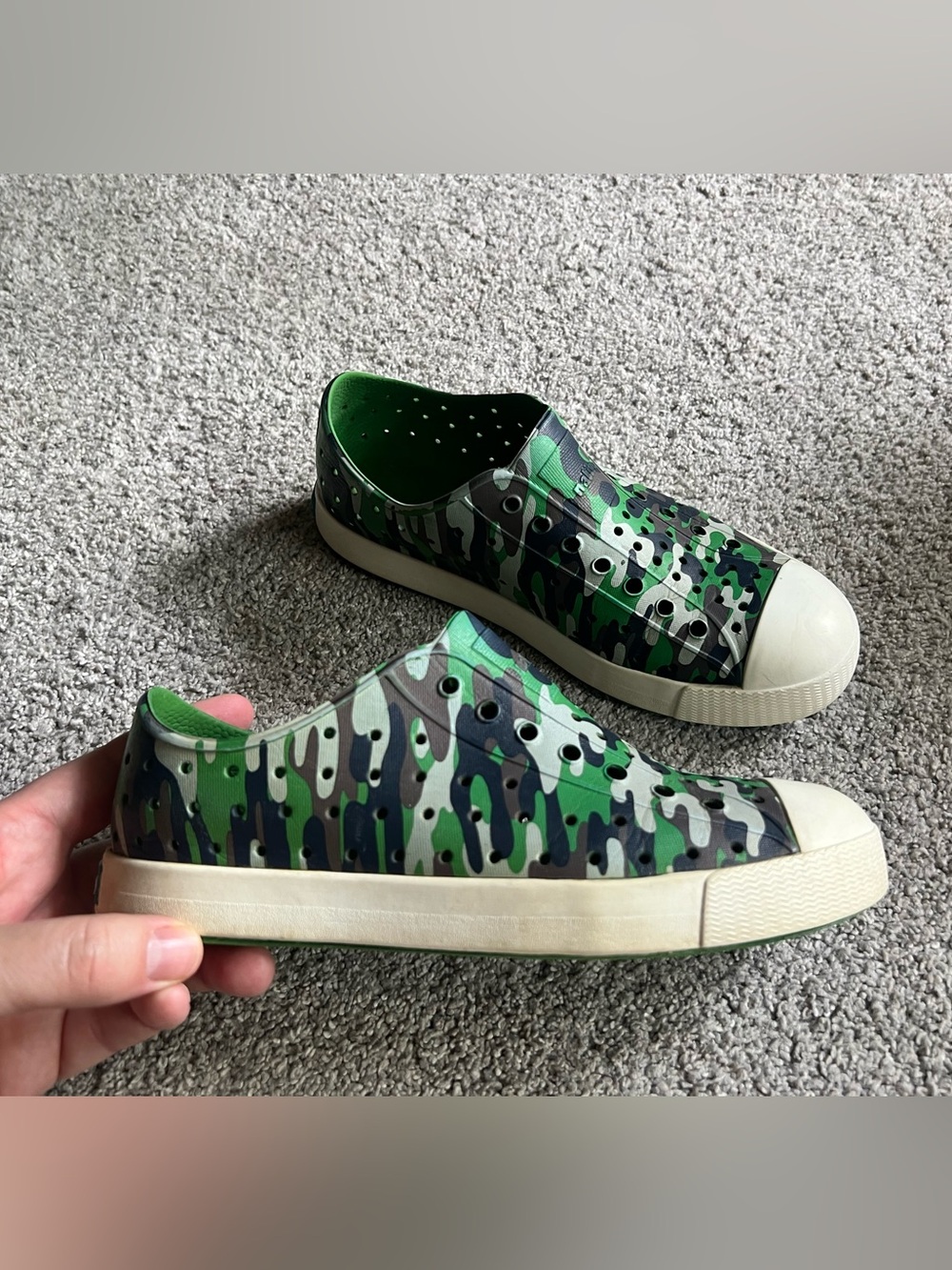 Native Size J3 Jefferson Camouflage Print Green Black Unisex Boys Shoes Sneaker